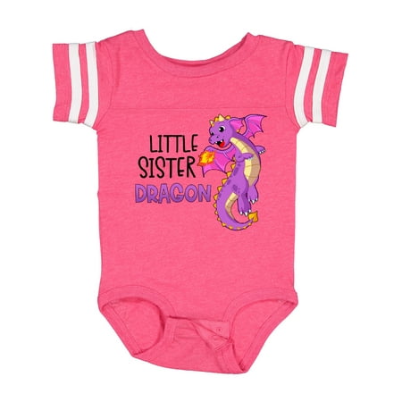 

Inktastic Little Sister Cute Purple Dragon Gift Baby Girl Bodysuit