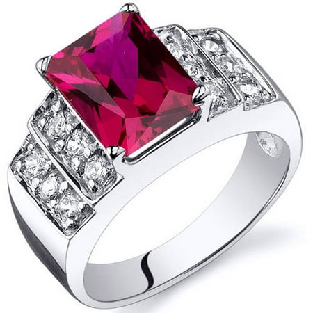 Oravo 3.00 Carat T.G.W. Created Ruby CZ Rhodium over Sterling Silver Ring