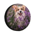 thumbnail image 1 of Fotbe Dog in Lavender Flowers Funda de Llanta de Repuesto con Estampado, Engrosada, Ajuste Universal para Jeep, Remolque, RV, SUV, Camión-14 inch, 1 of 6