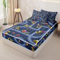 thumbnail image 2 of Erosebridal Road Builder Vehicle Zipper Twin Comforter Sets with Fitted Sheet and 2 Pillowcases,Traffic Light Warning Zipper Bedding Set For Boys,Navy Blue Reversible,4-Piece, 2 of 7