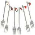 thumbnail image 6 of Jiyike 6pcs Christmas Flatware Stainless Steel Flatware Set Decorative Dessert Forks for Fruit Appetizers and Serving Christmas Tableware for Holiday Parties, 6 of 10