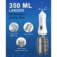 thumbnail image 6 of (2 pack) MySmile LP201 OLED Display Portable Water Flosser Cordless for Teeth Braces, Electric Power Water Dental Flosser 350ml Large Oral Irrigator, IPX7 Waterproof, 5 Modes, 8 Tips, 1 Travel Bag, White, 6 of 11