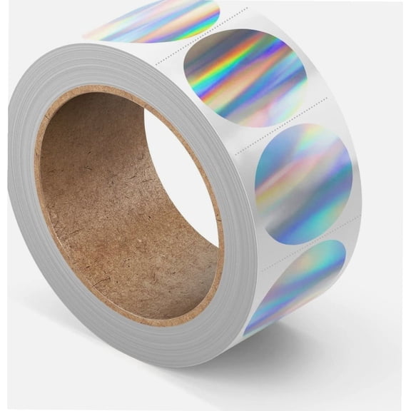 1 Inch | 1000pcs in a Roll | Perforated Round Color Coding Circle Dot Labels | Metallic Shinny Rainbow Effects for Envelop Seals, Colored Dot Stickers