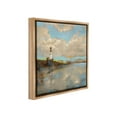 thumbnail image 4 of Stupell Industries Lighthouse & Clouds Reflection Landscape Painting Brown Floater Framed Canvas Art Print Wall Art, 18 x 18, 4 of 10