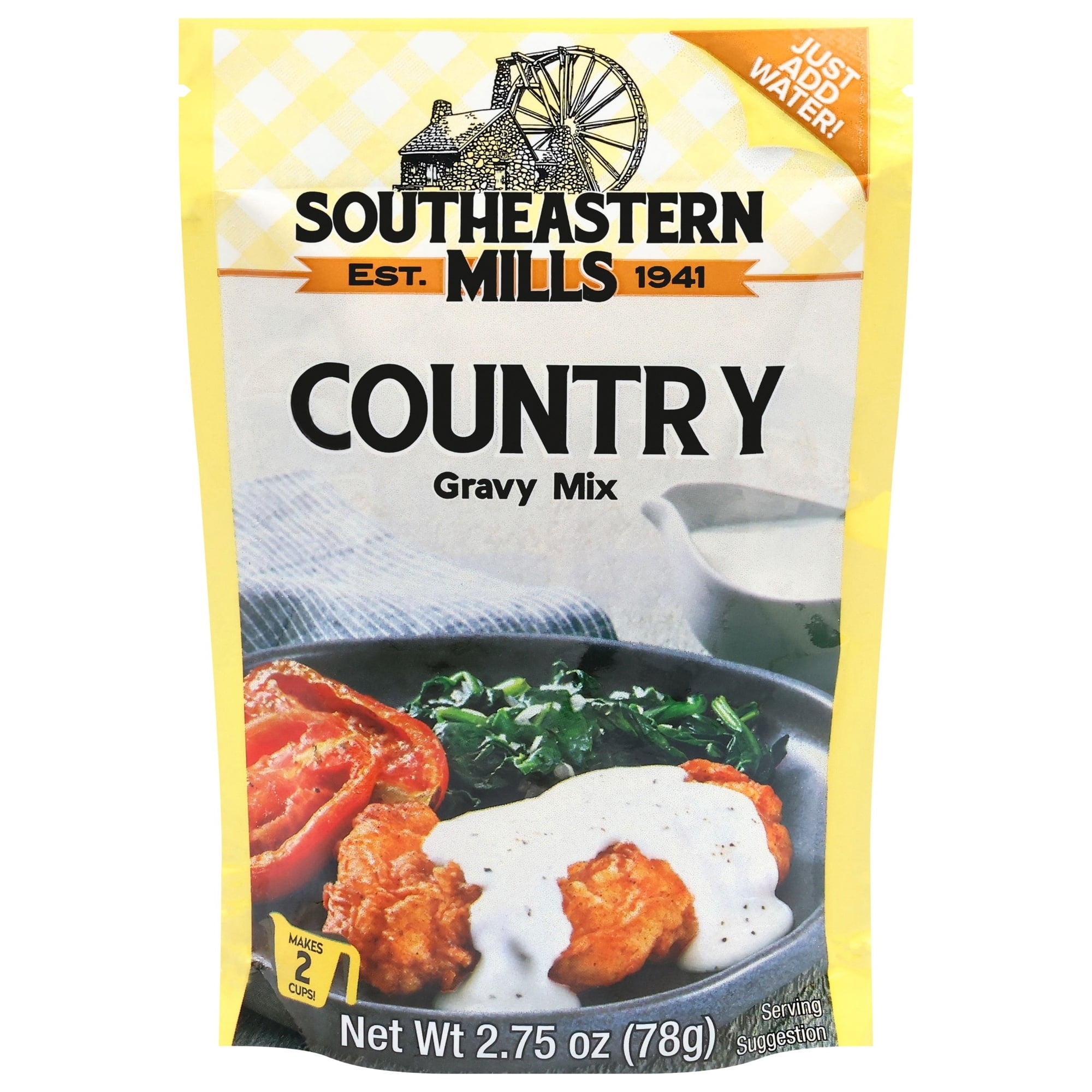 (12 pack) Southeastern Mills Country Gravy Mix, 2.75 oz Pouch – No Cholesterol, Easy to Prepare, Perfect for Biscuits, Mashed Potatoes & More