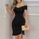 thumbnail image 2 of Mini vestido de fiesta de noche para mujer, vestido casual elegante de un hombro, vestido delgado delgado de fiesta sólida Fridja  hjkh783, 2 of 9