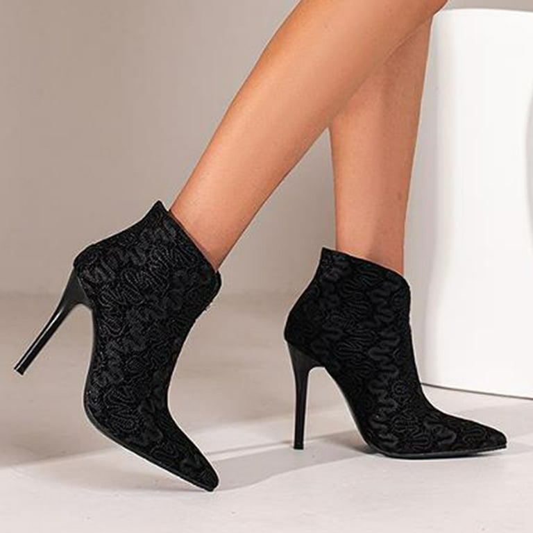 kpoplk Boots for Women Ankle Booties Wide Width Women Boots with Leopard  Print Color Blocking Solid Thin High Heels In Autumn (Black, 7.50) -  Walmart.com