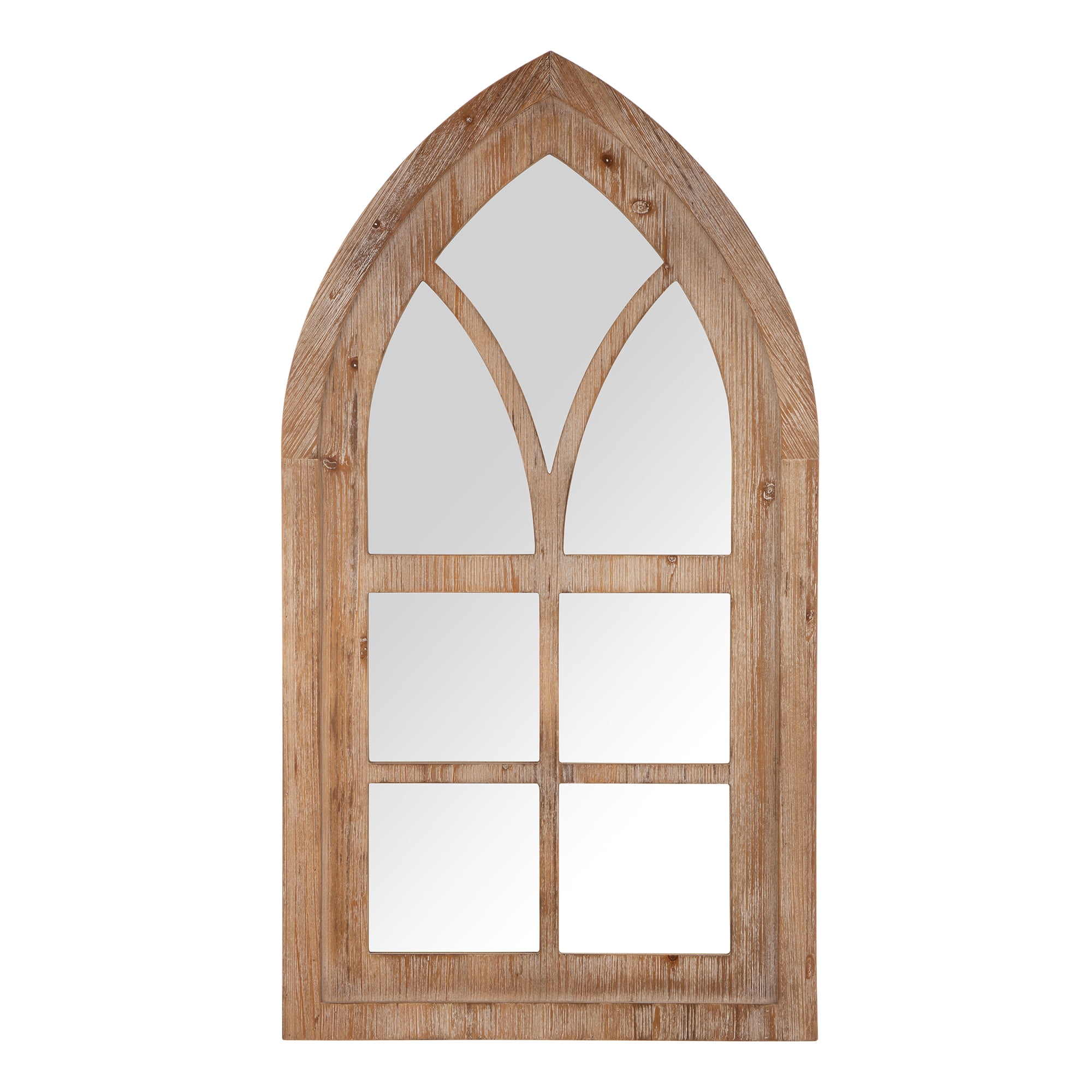 Details about   Farmhouse Arched Window Mirror Metal Wall Art Living Room Decor Wood Frame Brown 