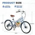 thumbnail image 3 of 24 inch Bicycle for 10+yr or 5'0"-5'7" Adult with Cargo Space(small pets, items), 6-Speed Gears, Disc Brakes & Durable Lightweight Steel Frame, City Commuter Bike, 85% assembled for Gift (Blue), 3 of 7