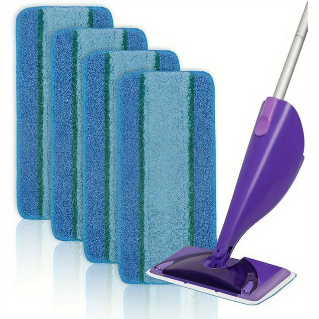HLONK 4 Pack Reusable Mop Pads Compatible for Swiffer WetJet Mops Microfiber Wet Jet Pads Mopping Cloths for 1012‘‘ Spray Mop Washable Dry Wet Use for Hardwood Surfaces Floor Refills Pads