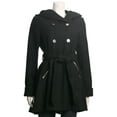 thumbnail image 3 of Jessica Simpson Double Breasted Hooded Coat, Black, 3 of 4