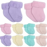 10 Pairs Preemie Baby Terry Cotton Turn Cuff Socks for Newborn Girls Boys - Nicu