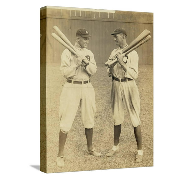 Art.com Ty Cobb, Detroit, & Joe Jackson, Cleveland, Stretched Canvas Print Wall Art, 12" x 16"