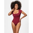 thumbnail image 2 of Eternatastic Women's Short Sleeve Tummy Control Bodysuits Sexy One Piece Square Neck Bodysuits, 2 of 6