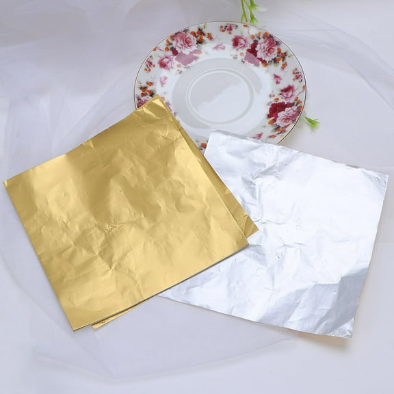 GOOHOCHY 100 Pcs Candy Wrappers Chocolate Foil Bath Wrapping Paper Golden