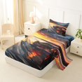 thumbnail image 2 of Castle Fairy Sunset Racer Twin Sheet Sets 3pcs for Men, Abstract Sky Bedding for Master Bedroom, Orange and Blue, 2 of 6