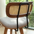thumbnail image 6 of FOWEOAIU Bar Stools with Cane Back Fabric Upholstered Swivel 26" Counter Stool for Bar Kitchen Island Bistro , Brown (Set Of 2), 6 of 14