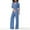 Blue, variant on MSJUHEG Denim Jumpsuit for Women,Denim Romper,Jean Jumpsuit,Jean Jumper,Bodycon Jumpsuits Long Sleeve High Waisted Slim Fit Long Romper With Pockets Belt,Workout One Piece for Women Black L
