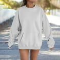 thumbnail image 2 of JIA JIA SHUANG Crewneck Sweatshirts Women Loose Soft Long Sleeve Solid Pullover Top with Pockets Winter Casual Athletic Clothes, 2 of 4