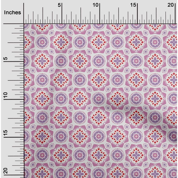 oneOone Polyester Lycra Dusty Purple Fabric Artistic Flower & Shapes Geometric Diy Clothing Quilting Fabric Print Fabric By Yard 56 Inch Wide