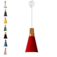thumbnail image 1 of FSLiving J-Style Track Mount Pendant Fixture Scandinavian Style Pendant Lights for Kitchen Hanging Lamp Modern Wood and Aluminium Light Customizable,Red - 1 Light, 1 of 7