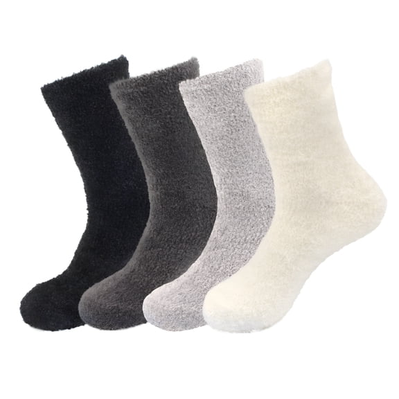 TELOLY Men's Featherlight Fuzzy Socks - Plush Soft Warm Comfy - Men's Comfy Socks - Assortment A Extra Large - 4 Pairs