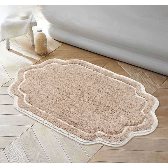 Home Weavers Allure Collection Bathroom Rug 100% Cotton Tufted Bathroom Rug, Soft & Absorbent Bath Rugs, Non-Slip Bath Rug, Machine Wash Dry Bath Mats - 24"x40" Bath Rug, Linen