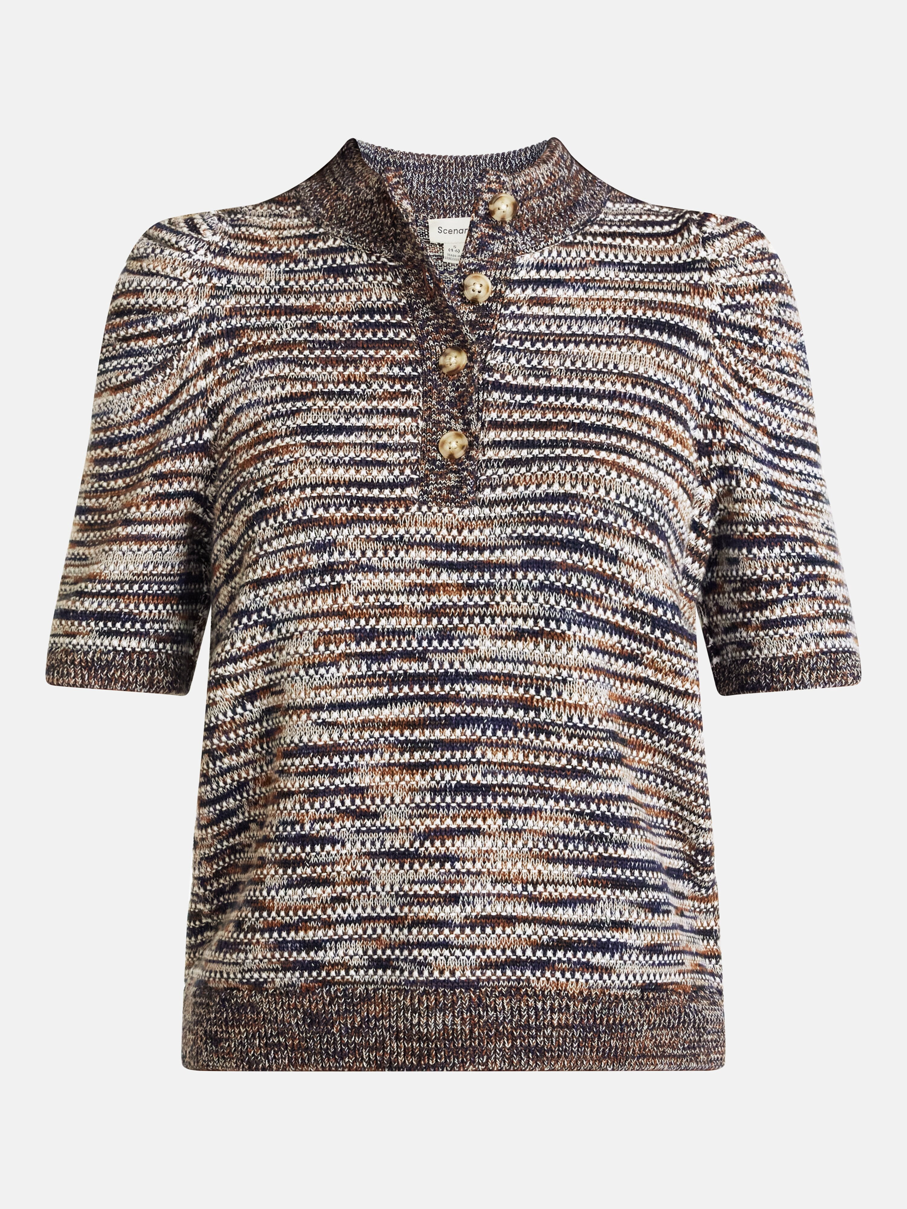 Scenario Women's and Women's Plus Henley Sweater with Puff Sleeves, Lightweight, Sizes XS-4X