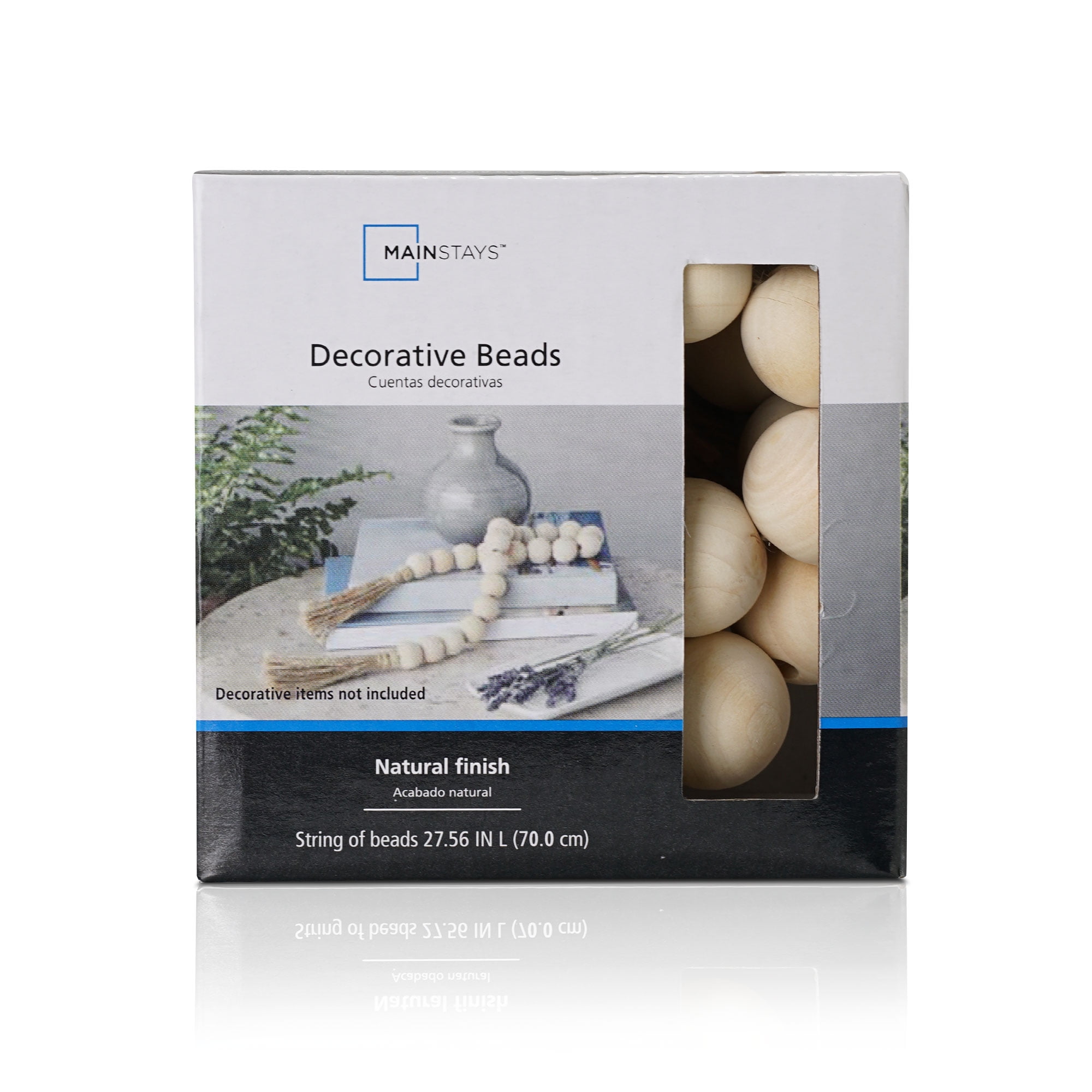 (3 pack) Mainstays Indoor Oriental Minimalist Tabletop Home Décor Made of Wood Color White 1" Beads