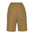 thumbnail image 6 of JJHGVB Womens Linen Shorts Beach Cropped Trousers Long Shorts for Women Beach Shorts with Pockets Beach Vacation Clothes Beach Resort Pants Lounge Shorts Pedal Pushers for Women Coffee M, 6 of 8