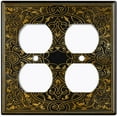 thumbnail image 4 of Metal Light Switch Plate Cover Brown French Victorian Frame Black Damask FRA006, 4 of 14