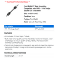 thumbnail image 2 of Front Right CV Axle Assembly - Compatible with 1991 - 1996 Dodge Stealth R/T Turbo AWD 1992 1993 1994 1995, 2 of 2