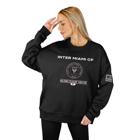 Women's Gameday Couture Black Inter Miami CF Oversized Players Only Black Label Premium Sweatshirt