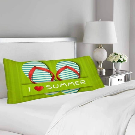 Gckg I Love Summer With Flip Flops Summer Green Body Pillow Covers