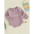 thumbnail image 3 of Bagilaanoe Newborn Baby Boy Oversized Romper Sweatshirt Long Sleeve Bodysuits Letter Embroidery Pullover 3M 6M 12M 18M Infant Casual Tee Tops, 3 of 9