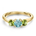 thumbnail image 3 of Gem Stone King 10K Yellow Gold Blue Zircon and Green Peridot Engagement Ring for Women | 1.45 Cttw | Round 5MM | Gemstone Birthstone | Size 8, 3 of 6