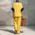 thumbnail image 5 of Stralyhd 2 Piece Lounge Set for Women 2026 Summer Loose Sets Casual Cotton Linen Long Outfits Vacation Matching Set Yellow L, 5 of 5
