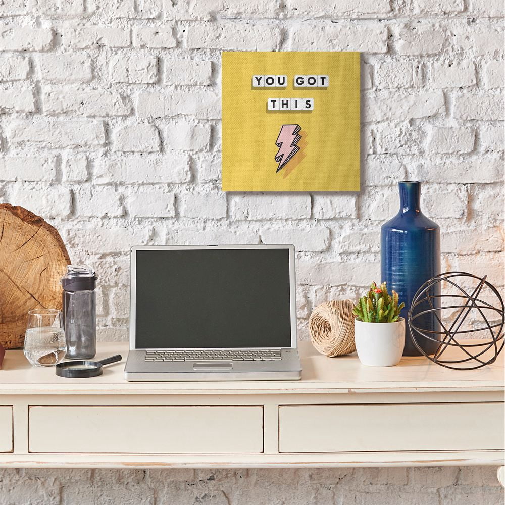Stupell Industries You Got This Pink Lightning Bolt Yellow Word Design Canvas Wall Art by Dawn Vietro