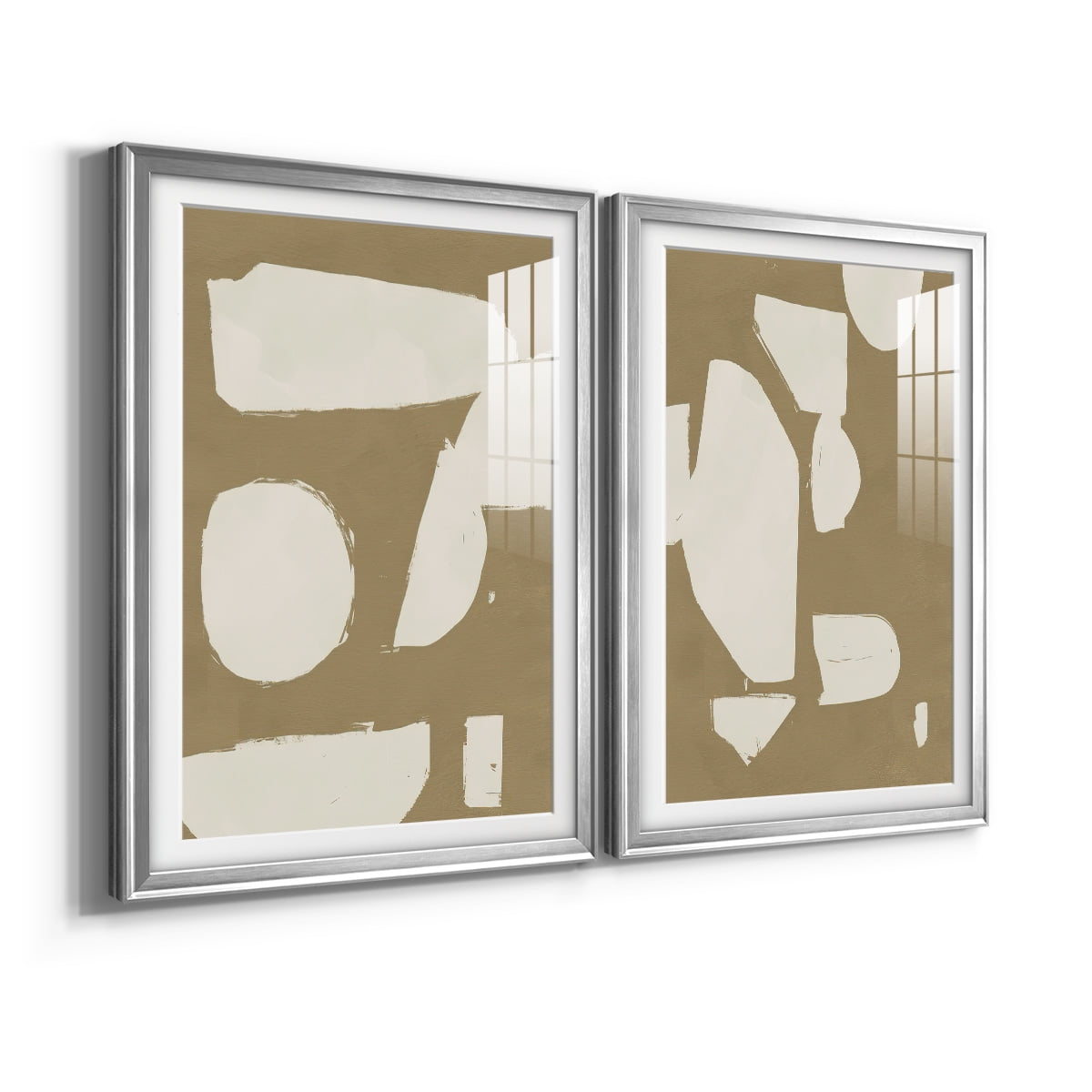 Wexford Home Chunky Abstract I Premium Framed Print, 22.5" x 30.5" - Ready to Hang, Silver (Set of 2)