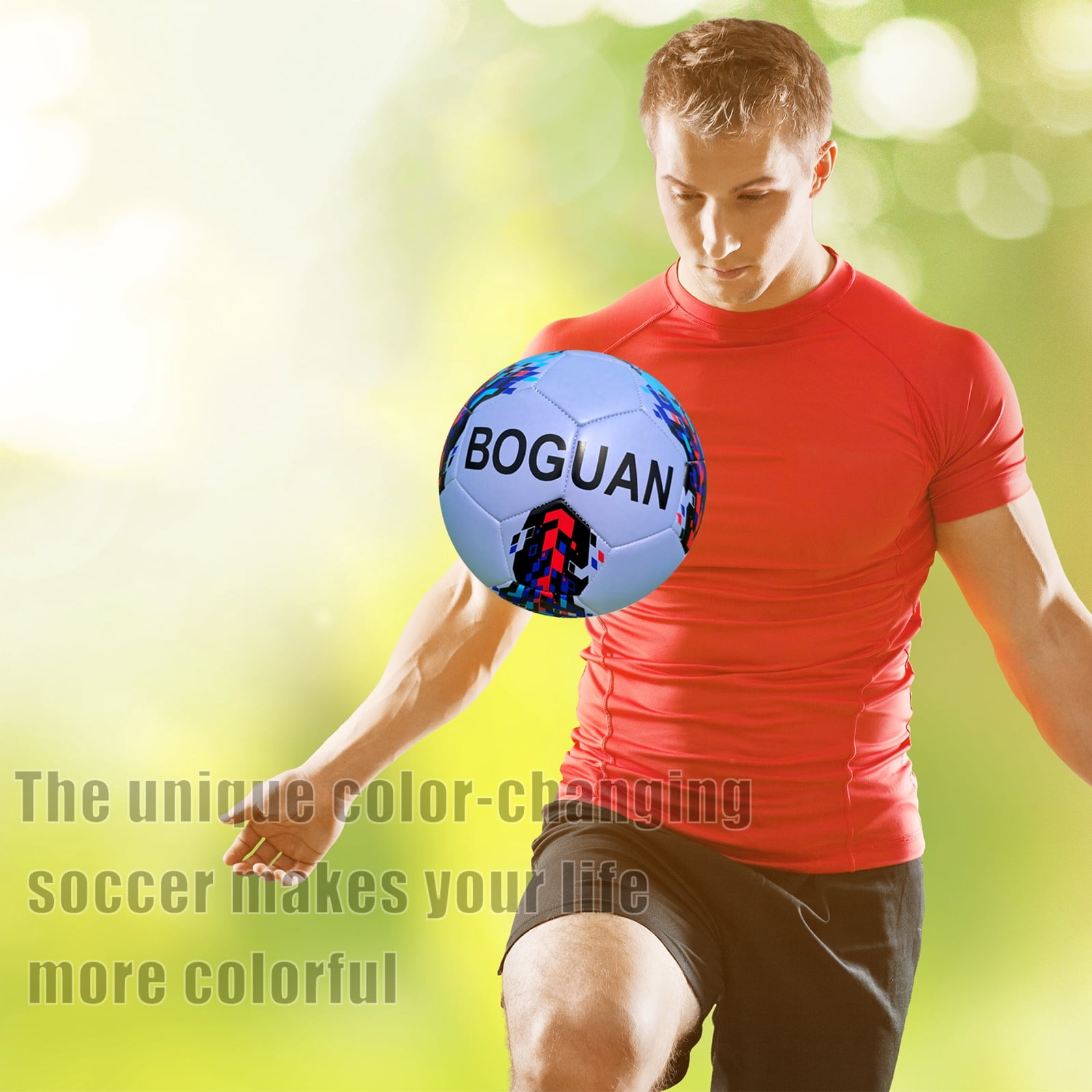 Soccer Ball Official Size 4 - High Qualtiy PU Leather-Discoloration in The Sun- Glow in The Dark-Extra Pump-Gifts for Kids,Boys,Girls,Adults Outdoor Indoor Training Ball