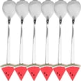 thumbnail image 1 of KAKOWELY 6 cucharas de acero inoxidable, adorables cucharas con forma de sandía, cucharas de postre y encantadoras cucharas para helado., 1 of 4