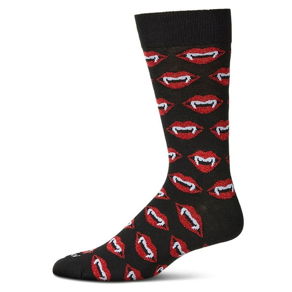 MeMoi Men's "Vampire Bites" Halloween Holiday Novelty Crew Sock - Mens - Male, 10-13, Black