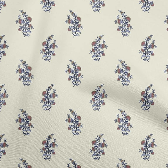oneOone Georgette Viscose Cream Fabric Asian Ajrakh Floral Quilting Supplies Print Sewing Fabric By The Yard 42 Inch Wide