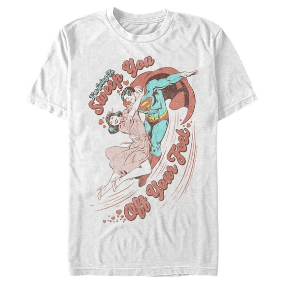 Men's Superman Valentine's Day Sweep You Off Your Feet Graphic Tee White Large