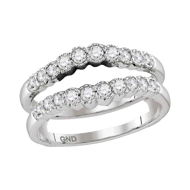 14kt White Gold Womens Round Diamond Ring Guard Wrap Solitaire Enhancer