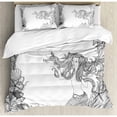 thumbnail image 3 of Mermaid Twin Size Duvet Cover Set, Mermaid in Artsy Seashells Starfish Coral Reef Frame Ancient Culture Myth Artwork, Decorative 2 Piece Bedding Set with 1 Pillow Sham, Grey White, by Ambesonne, 3 of 3
