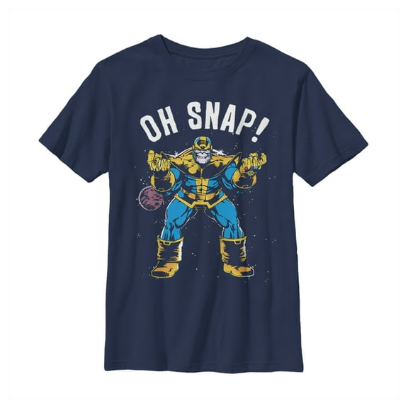 Boy's Marvel Thanos Retro Oh Snap Graphic Tee Navy Blue Small