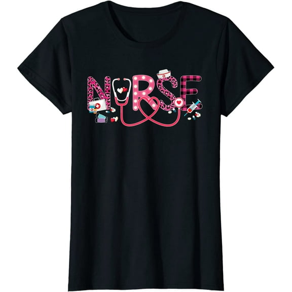 LOVE Stethoscope Nurse Life Women Girl T-Shirt