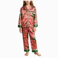thumbnail image 3 of sdbrld Christmas Silk Pajamas for Kids Girls 2 Piece Cute Graphic Pjs Fall Winter Button Down Long Sleeve Top and Pants Holiday Home Loungewear Sizes 7-8 Years, 3 of 7