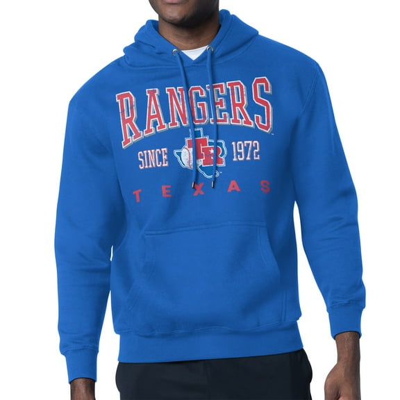 Men's-Starter Royal Texas Rangers Distressed Fleece Pullover Hoodie
